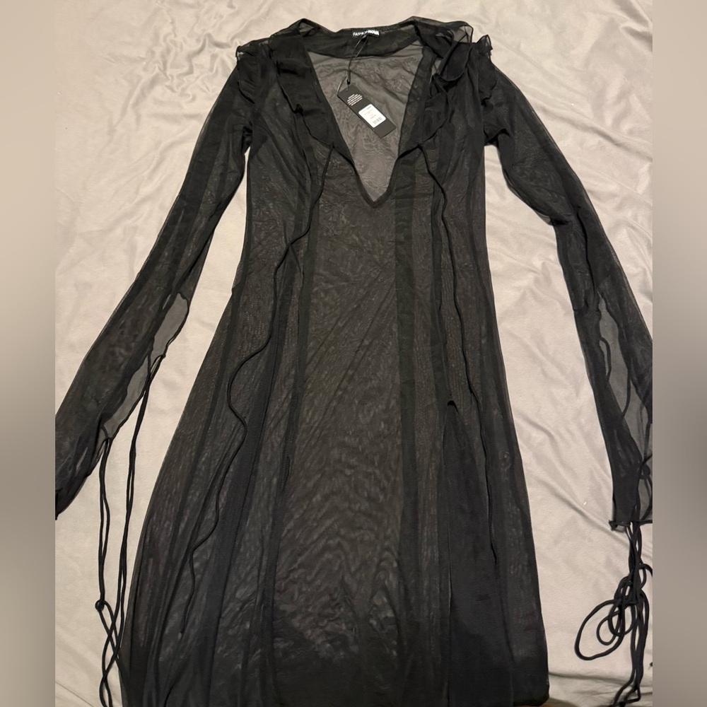 Fashion Nova Black Long Sleeve Dress coverup